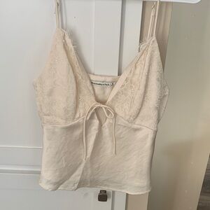 Cream Lace Trim Cami Top